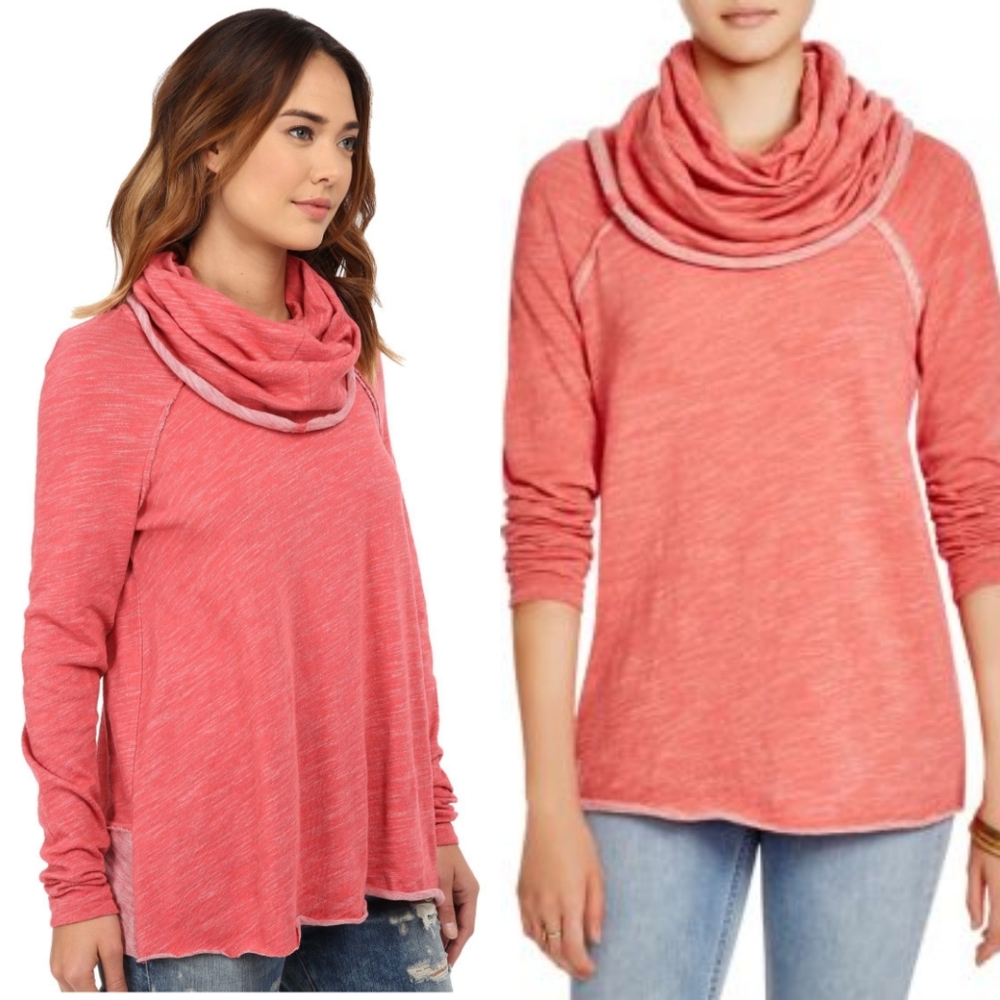 Free People Beach Cocoon' Cowl Neck Pullover in Rose